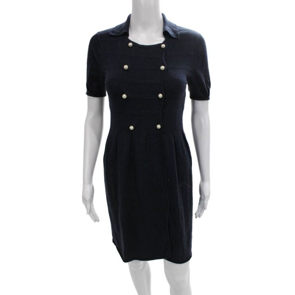 Paul & Joe Sister Women Sweater Dress Blue Knit Short Sleeve Size 38